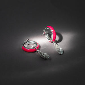 Round neon pink earrings